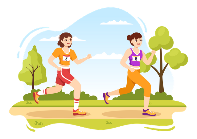 Deporte de carrera de maratón  Ilustración