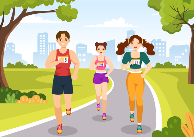Deporte de carrera de maratón  Ilustración