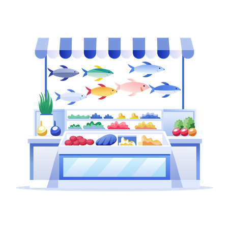 Marché aux poissons  Illustration