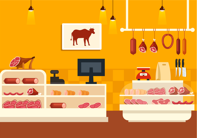 Marché de viande  Illustration