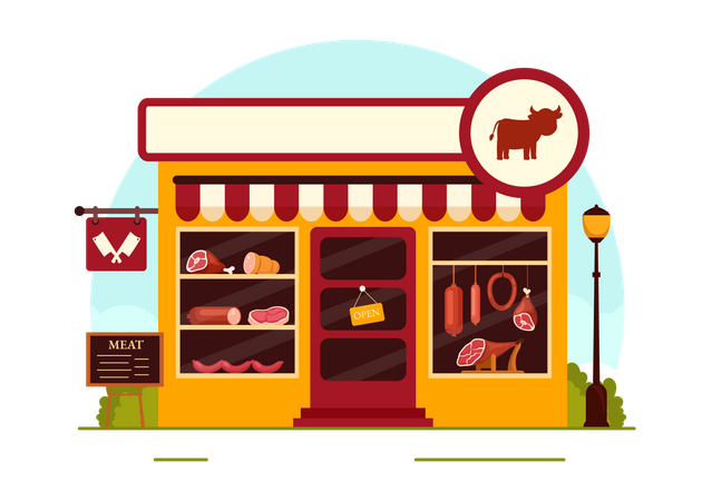 Marché de viande  Illustration