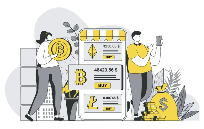 Marché de crypto-monnaie  Illustration