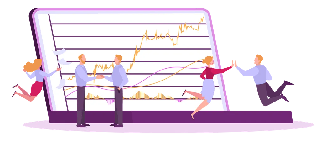 Investisseur de marché analysant le marché boursier  Illustration