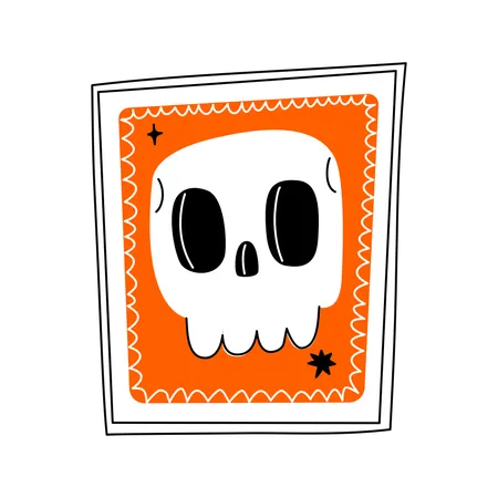 Marco minimalista con personaje de calavera para Halloween  Ilustración