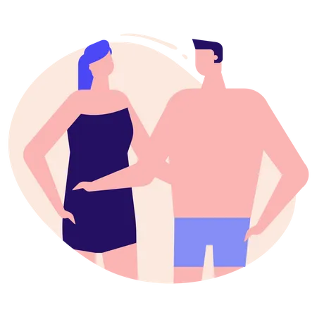 Mari et femme en maillot de bain  Illustration