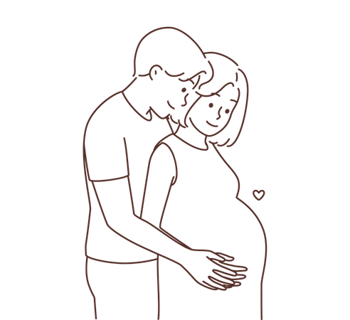 Mari et femme enceinte ensemble  Illustration