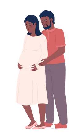 Mari tenant soigneusement sa femme enceinte  Illustration