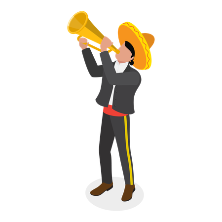 Mariachi jouant de la trompette  Illustration