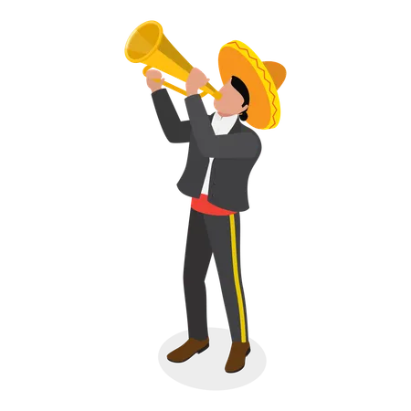 Mariachi jouant de la trompette  Illustration