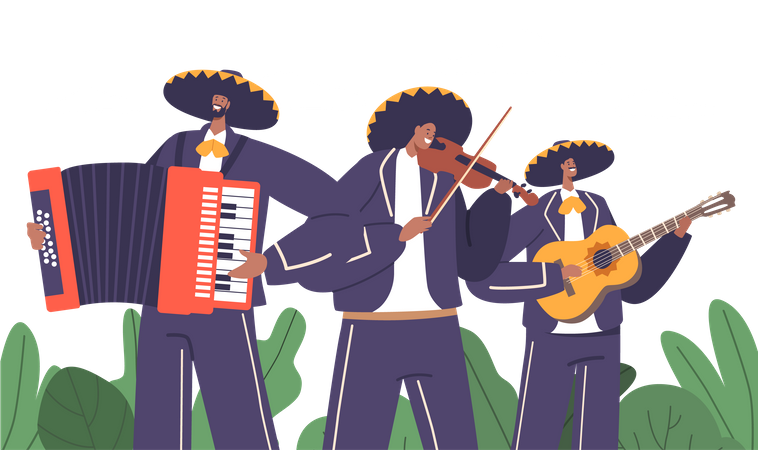 Mariachi Musicians Band  Illustration
