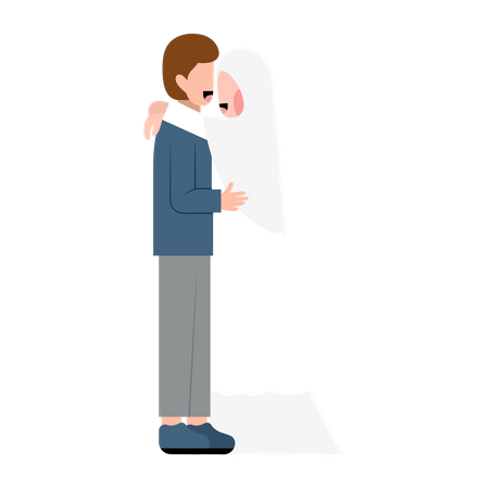 Couple de mariage arabe s'embrassant  Illustration