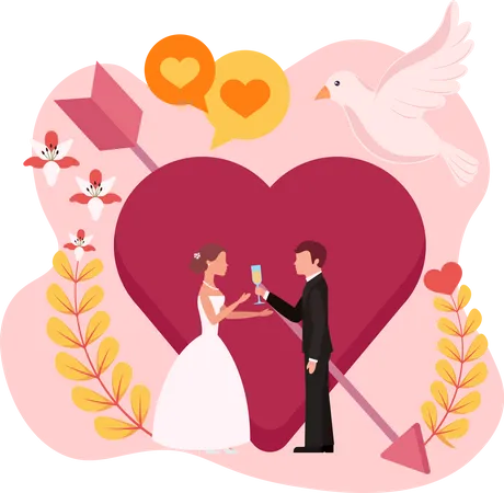 Mariage, couple  Illustration