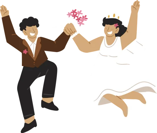 Mariage, couple, apprécier, ensemble  Illustration