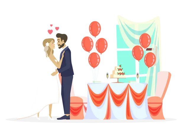 Couples de mariage s'embrassant  Illustration