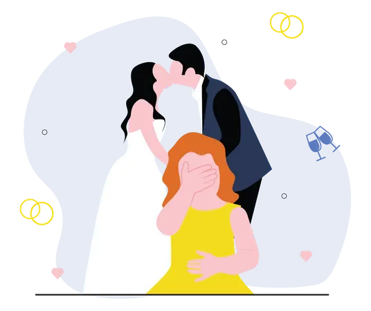 Couples de mariage s'embrassant  Illustration