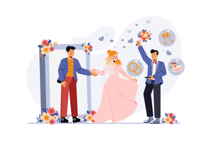 Mariage en ligne  Illustration