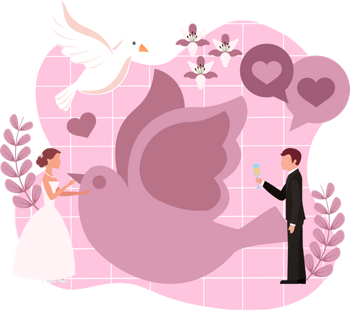 Mariée et marié de mariage  Illustration