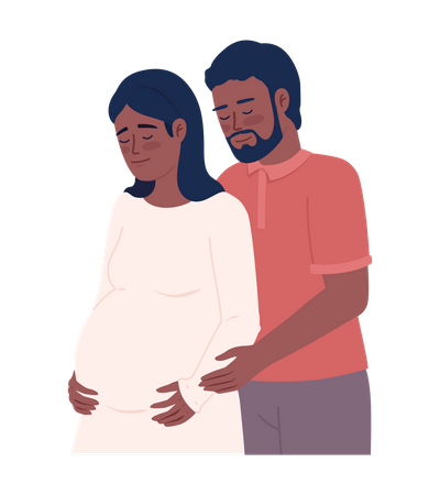 Marido abraçando a futura esposa por trás  Ilustração