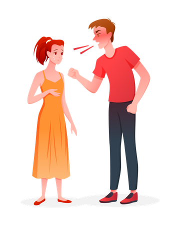 Marido gritando com a esposa  Ilustração