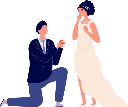 Le marié propose la mariée  Illustration