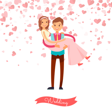 Marié tenant la mariée  Illustration