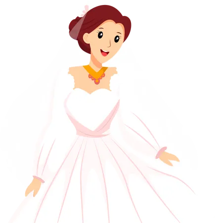 Mariée avec robe blanche  Illustration