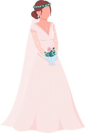 Mariée élégante avec bouquet  Illustration