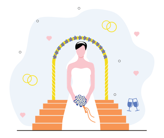 Mariée élégante avec bouquet  Illustration