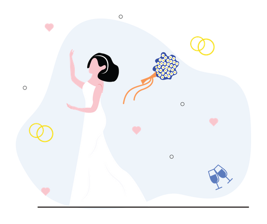 Mariée jetant un bouquet  Illustration