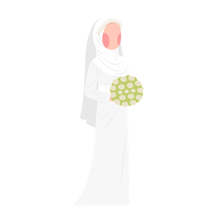 Mariée musulmane avec bouquet de fleurs  Illustration