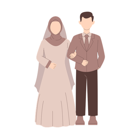 Couple musulman se tenant la main  Illustration