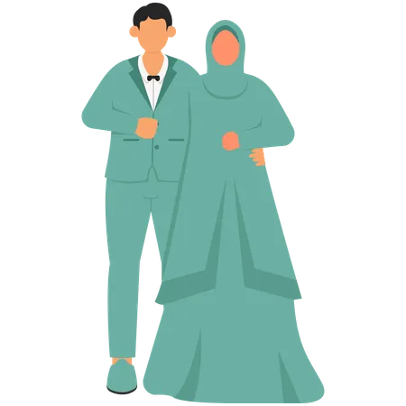 Un couple musulman s'embrasse  Illustration