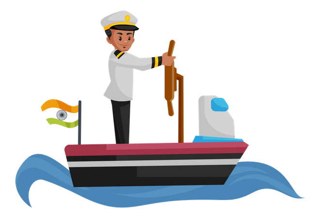 Bateau à voile marin indien en mer  Illustration