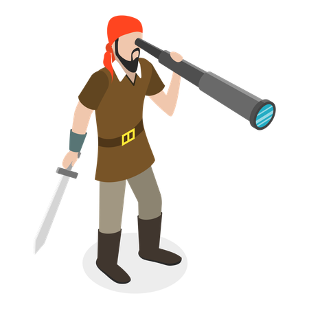 Marine Pirates find way using telescope  Illustration