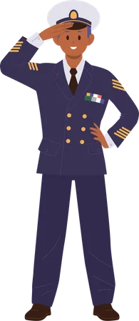 Garçon capitaine de bateau de croisière ou de yacht de mer  Illustration