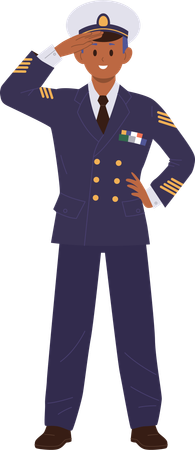 Marine yacht boat or cruise ship liner captain boy child  Illustration