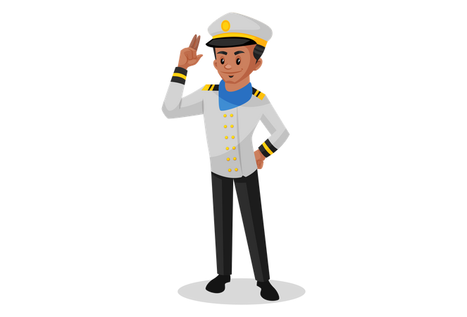 Marinheiro mostrando sinal de mão  Ilustração