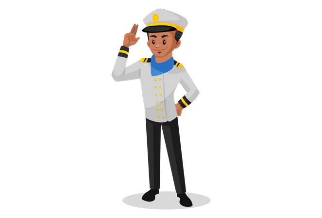 Marinheiro mostrando sinal de mão  Ilustração