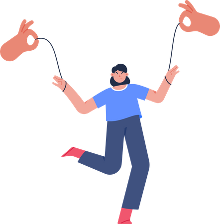 Marionette with young woman Illustration