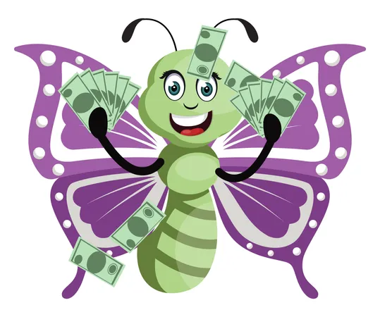 Mariposa con dinero  Ilustración