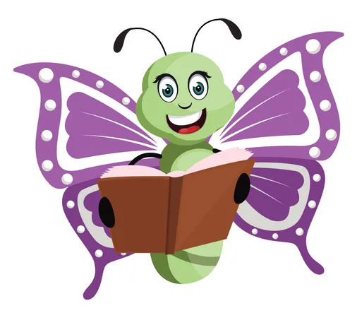 Mariposa con libro  Ilustración