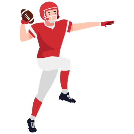 Mariscal de campo de rugby lanzando la pelota  Ilustración