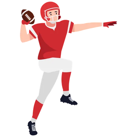 Mariscal de campo de rugby lanzando la pelota  Ilustración