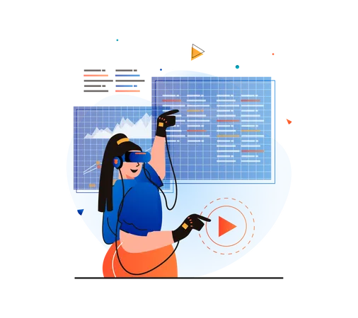 Market analysis using VR headset  Illustration