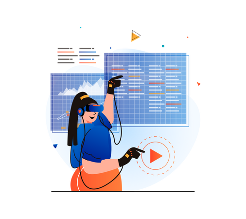 Market analysis using VR headset  Illustration