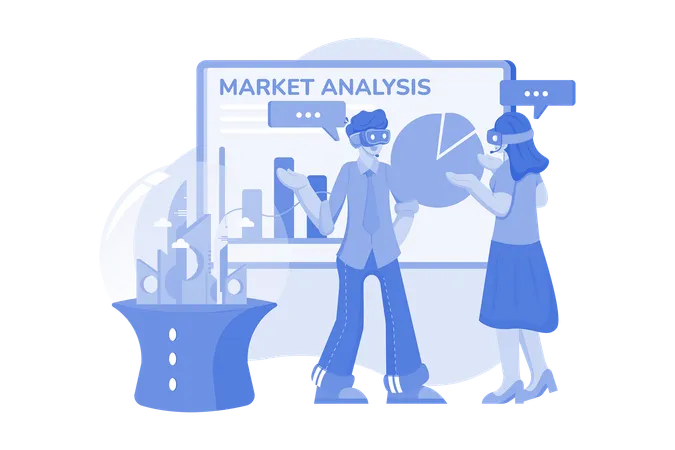 Market analysis using VR technology  Illustration