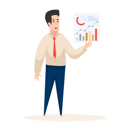 Market analyzer presenting analysis  Illustration