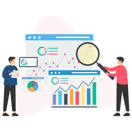 Market Researchers doing data analysis  Illustration