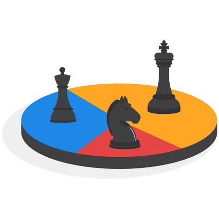 Pie Chart With Chess Pieces Market Share Concept Vector Illustration Illustration