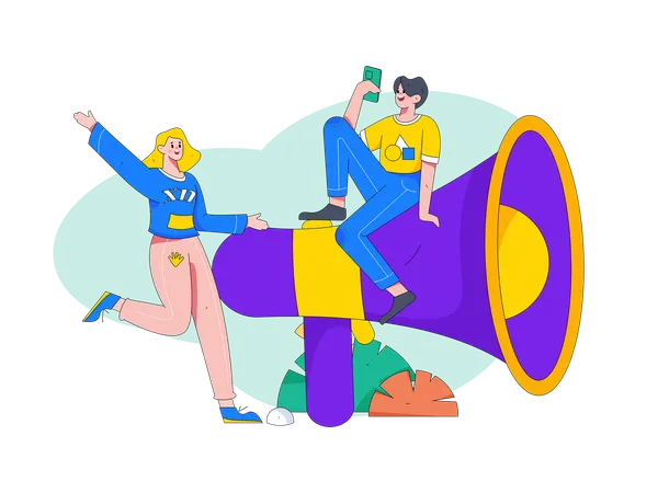 Marketers with megaphone  イラスト